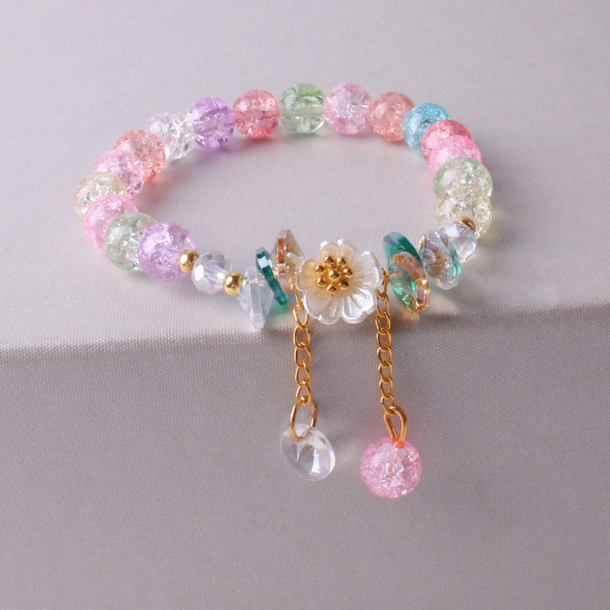 Exquisite Resin Daisy Flower Crystal Beaded Bracelets For Women Men Trendy Sweet Floral Elastic Bangles Wedding Party Jewelry