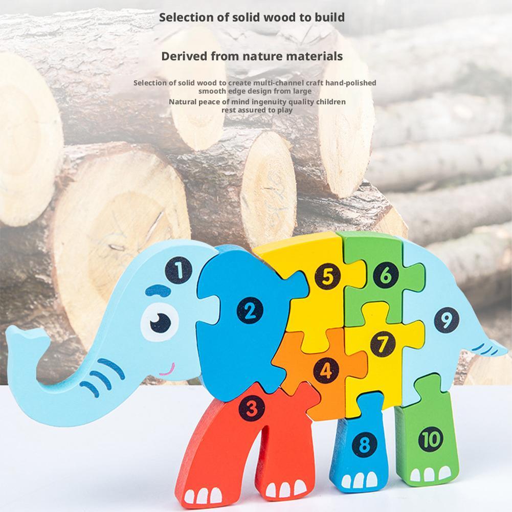 3D Wooden Puzzle Cartoon Animal Traffic Jigsaw Early Learning Cognition Game Puzzle Toys for Children
