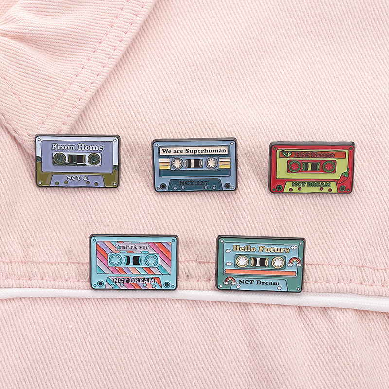 Retro Music Cassette Tape Enamel Pins South Korean Boy Group Albums Hot Sauce Brooches Retro Nostalgic Lapel Badge Jewelry Gifts
