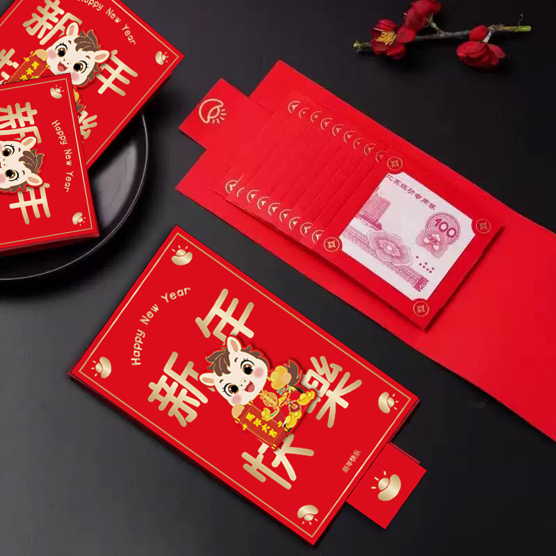 2026 New Year's Red Envelope Best Good Luck in Year of the Horse Creative Durable Pulling Red Envelopes 5/10 Slots 1Pcs