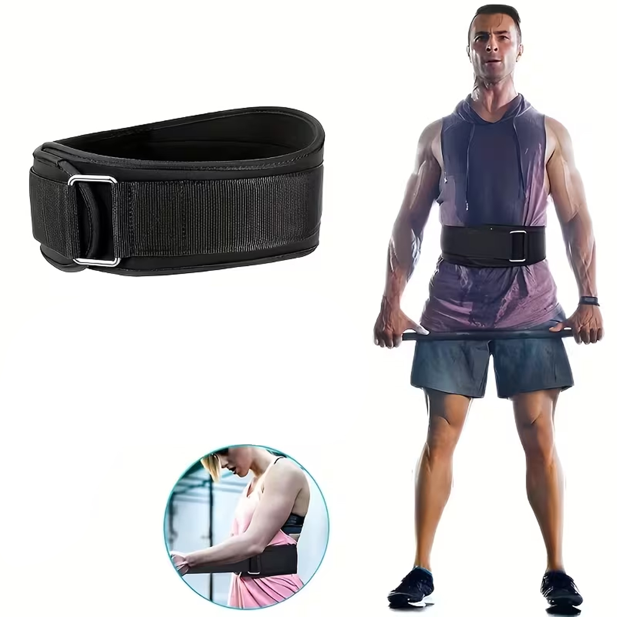Adjustable Weight Lifting Belt 1 Piece Waist Trainer with Double D-Ring Buckle for Squat Dumbbell Barbell Exercises Fitness Belt