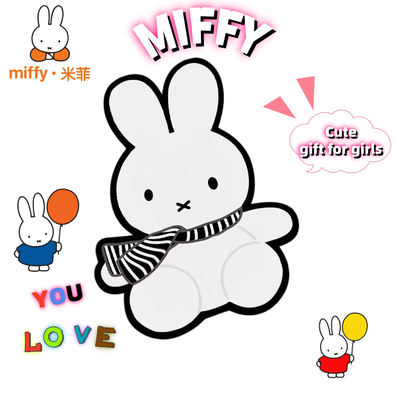 Cute Miffy Mouse Pad Creative Cartoon Kawaii Print Desk Computer Keyboard Anti-Slip Desk Pad Portable and Convenient Girl