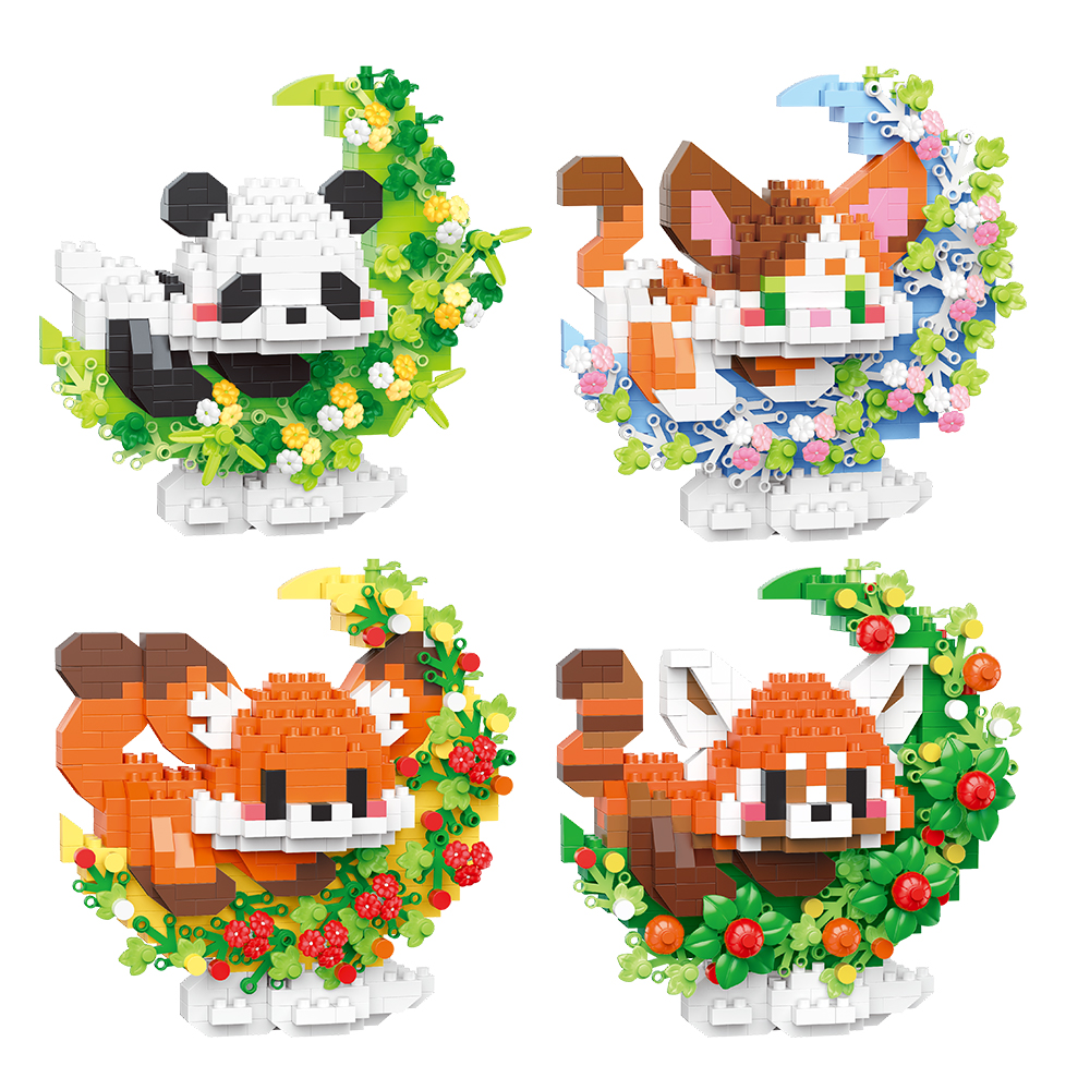 Micro Mini Cat Dog Raccoon Panda Cute Pet Small Building Blocks DIY Model Series Decorations Children's Toys Children's Gift