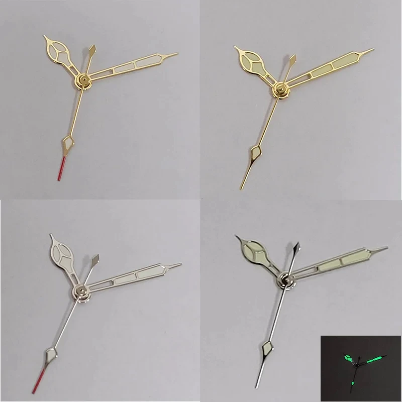 NH35A Modified Watch Hands for NH35/ NH36/ 4R/ 7S Movement Silver/ Gold Filled with White/ Light Green Oil Green Luminescent