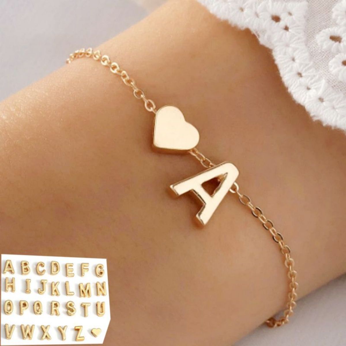 26 Letters Fashion English Initial Letter Heart Bracelet DIY Personalized Name Bracelets Girls Women Anniversary Jewelry Gifts