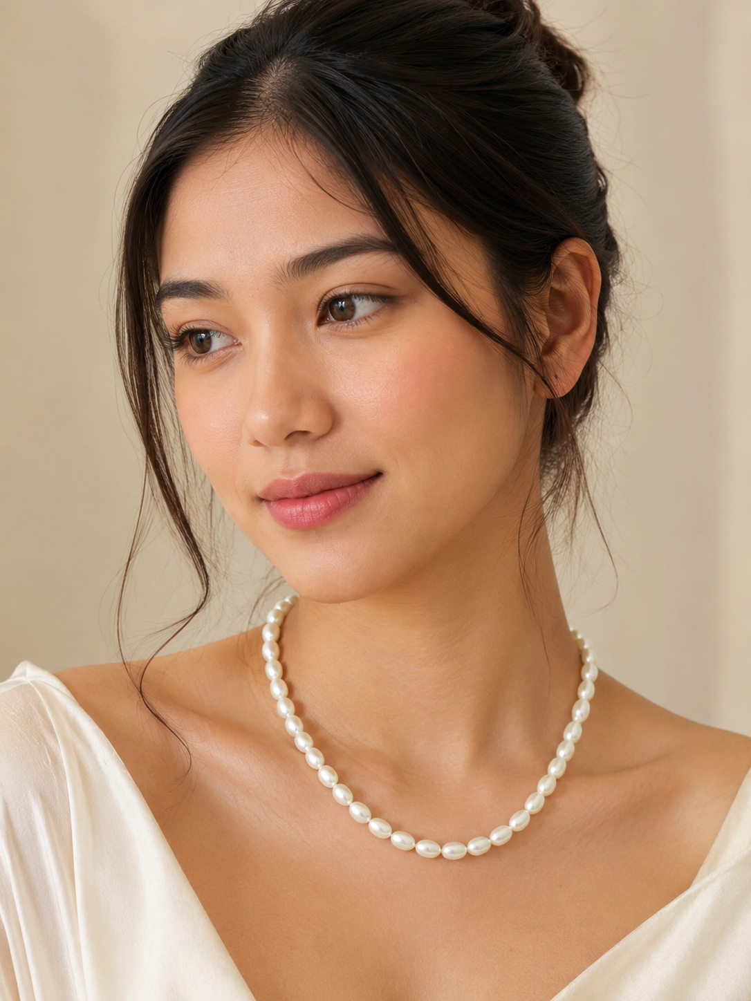 Rice Moti Mala Necklace 20 Inch - Artificial Pearl Beads 4mm to 6mm - Stylish Traditional Jewelry for Women