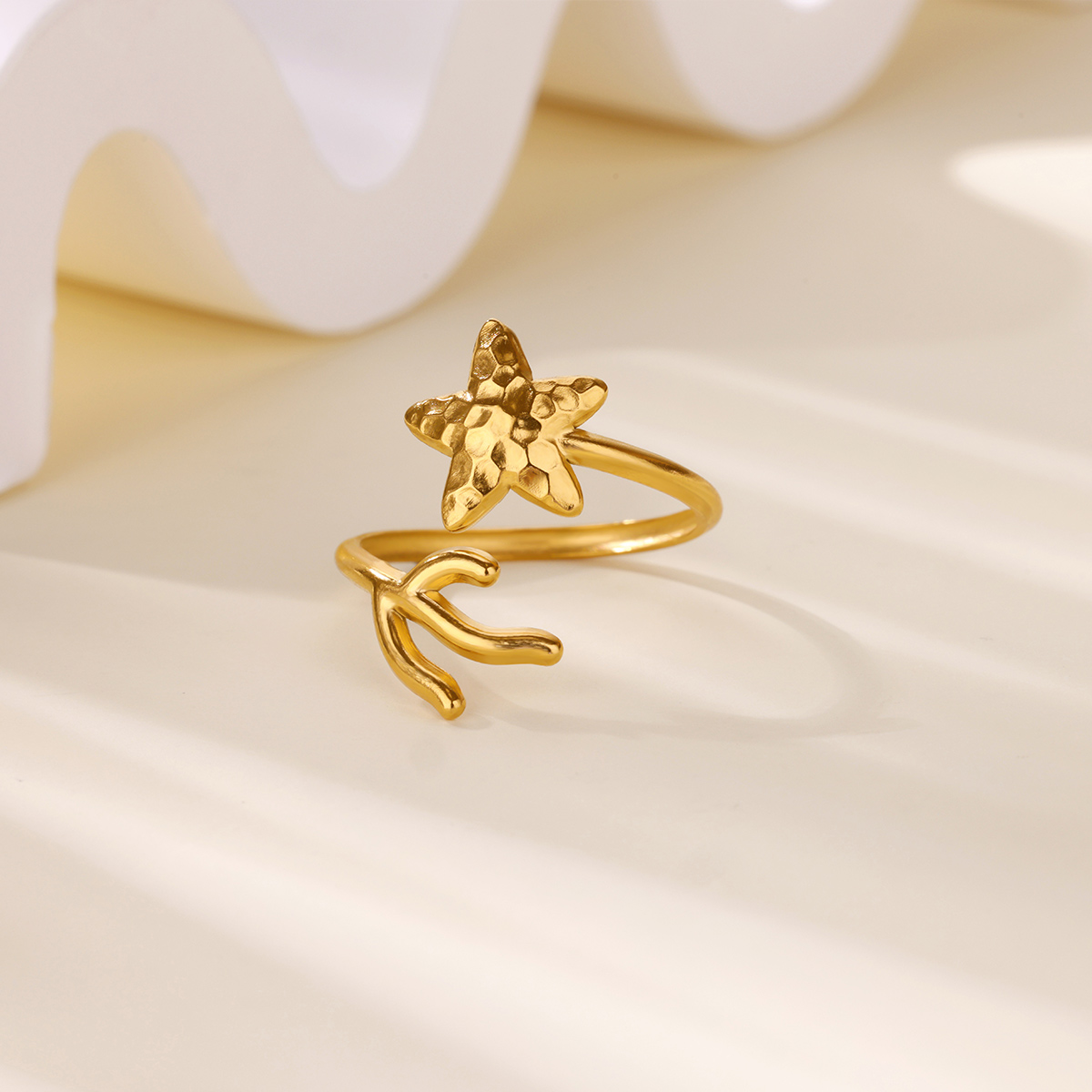 Small Stainless Steel Star Rings 18K Gold-plated Waterproof Open Rings For Women Simple Fashion Jewelry Accessories