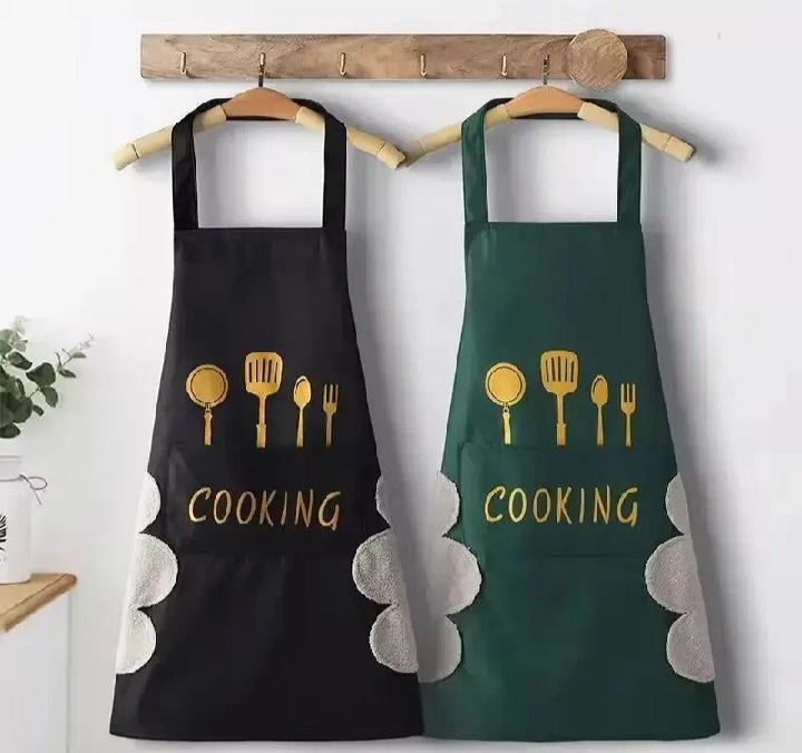 Waterproof Kitchen Apron, Cooking Apron with Pockets, Side Towel for Hand Wiping, Suitable for Men and Women