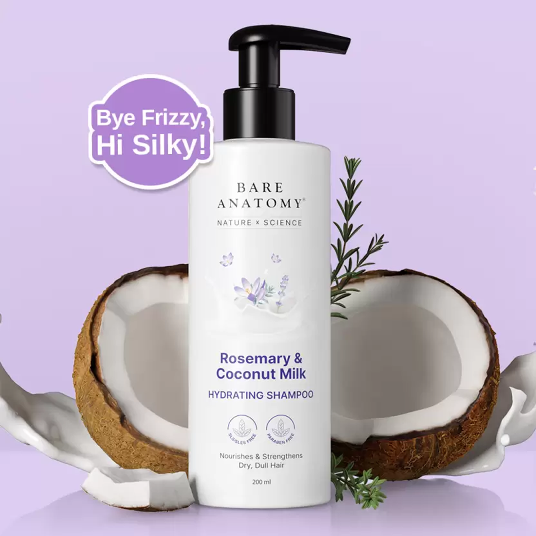 BARE ANATOMY Hydrating Shampoo with Rosemary & Coconut Milk for Smooth & Silky Hair (200 ml) - image 1