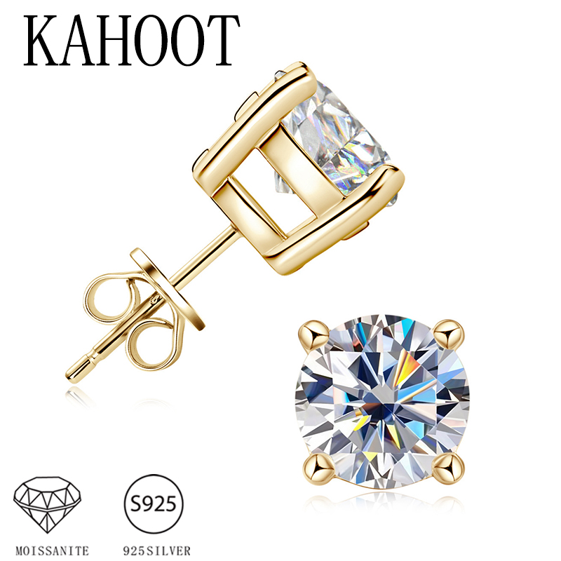 A pair of 925 sterling silver moissanite stud earrings, stylish, simple, versatile, and suitable for everyday wear.