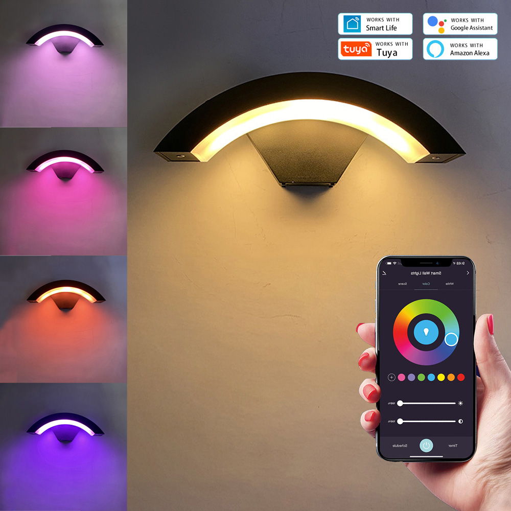Tuya Smart RGBCW Porch Lights Outdoor Exterior House LED Wall Lighting, WiFi APP Control, Compatible with Alexa Assistant lightify
