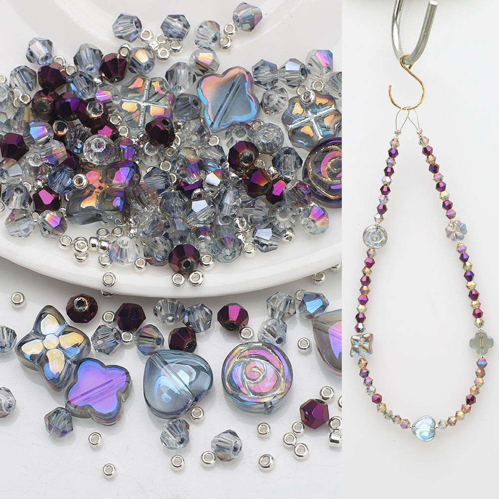 Mix Glass Charm Heart Shape Beads Crystal Cross Pendant Seedbeads Bicone Crafts For DIY Making Craft Jewelry Necklace Earings