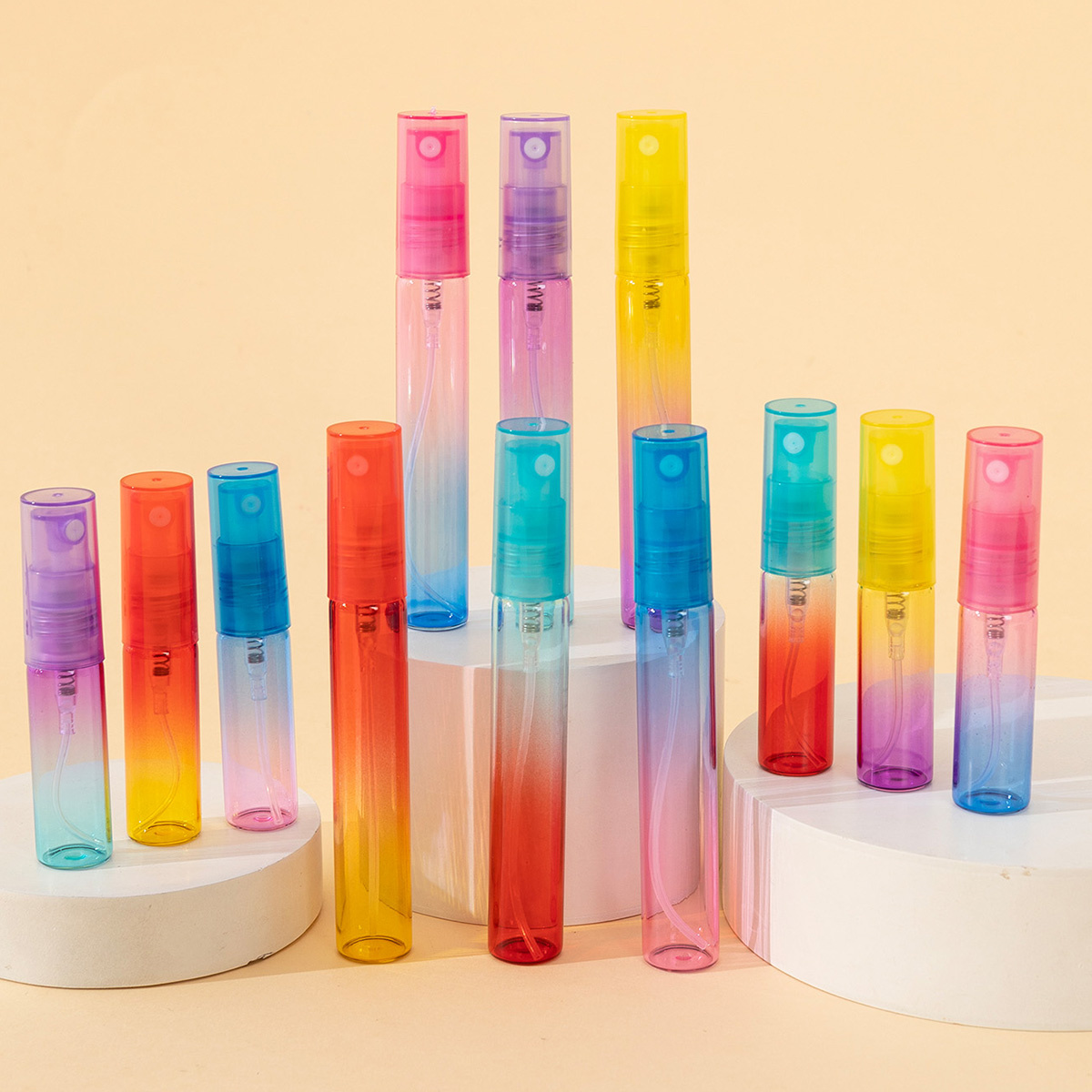 6/60 Pcs 4ml8ml High-End Gradient Color Glass Perfume Bottle Fashionable Mini Spray Bottle Cologne Perfume Sub-Bottle Portable