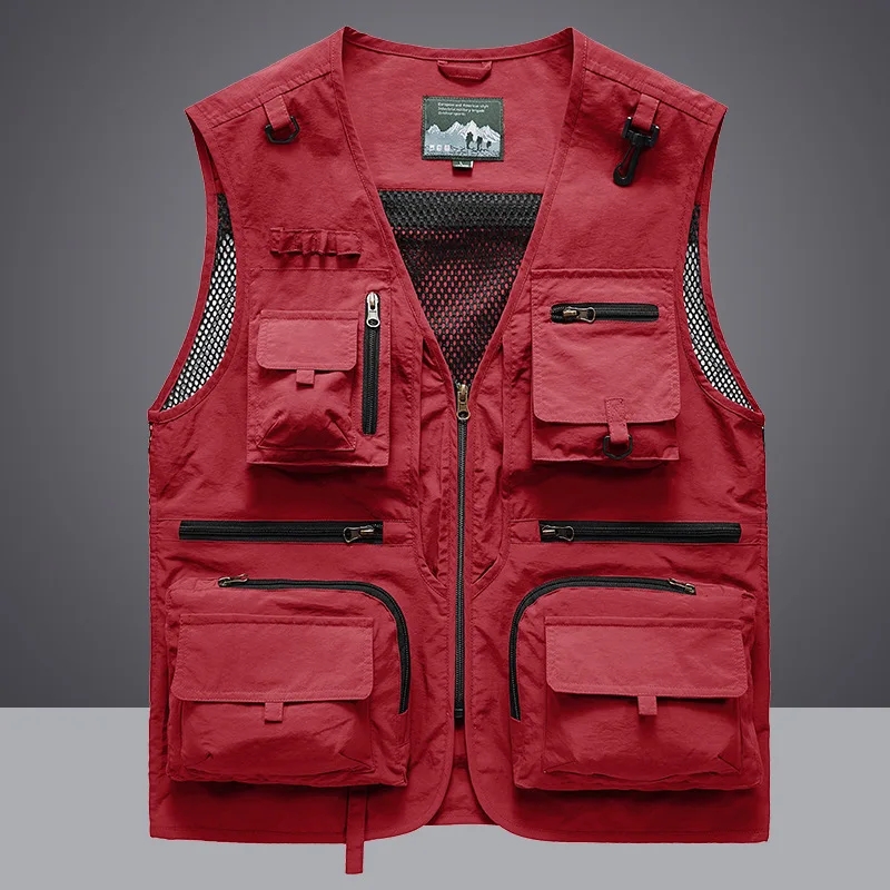 4 Pockets Summer New Men US Hiking Fishing Vest Mens Photographer Waistcoat Mesh Cargo Sleeveless Jacket Tool Vest