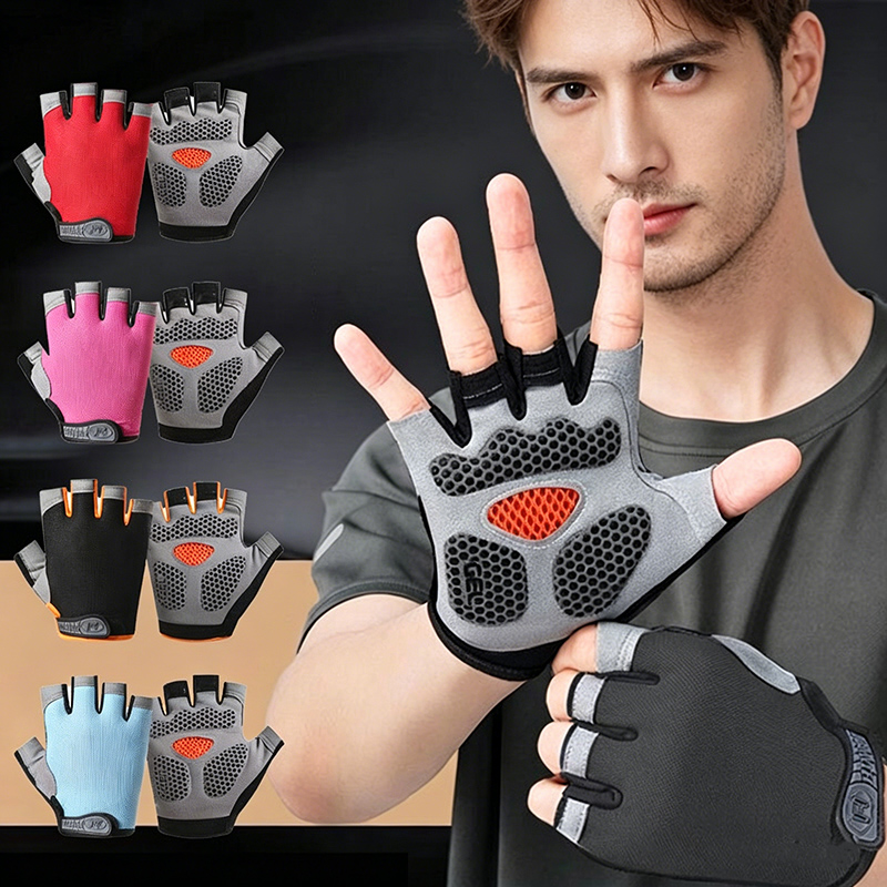 Bicycle Non Slip Breathable Gloves Weightlifting Sports Gloves Fitness Training Fingerless Men and Women Fitness Sports Gloves