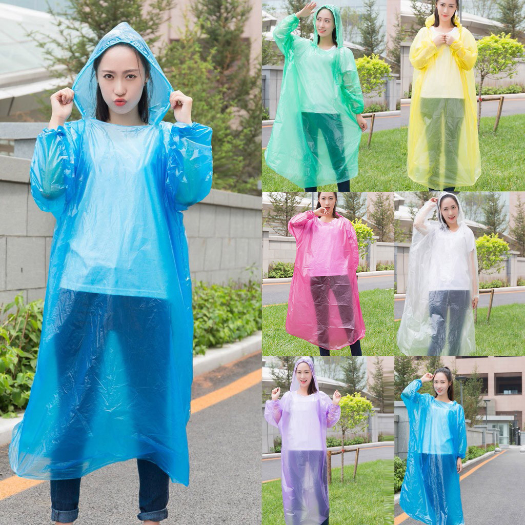 Disposable Emergency Waterproof Raincoat Mini Portable Transparent Poncho Hiking Camping Hood Impermeable