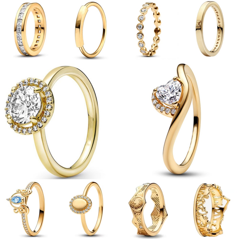 New 925 Silver Size 6.7.8.9. Gold Series Shiny Ring Suitable For Women's Birthday On Valentine's Day