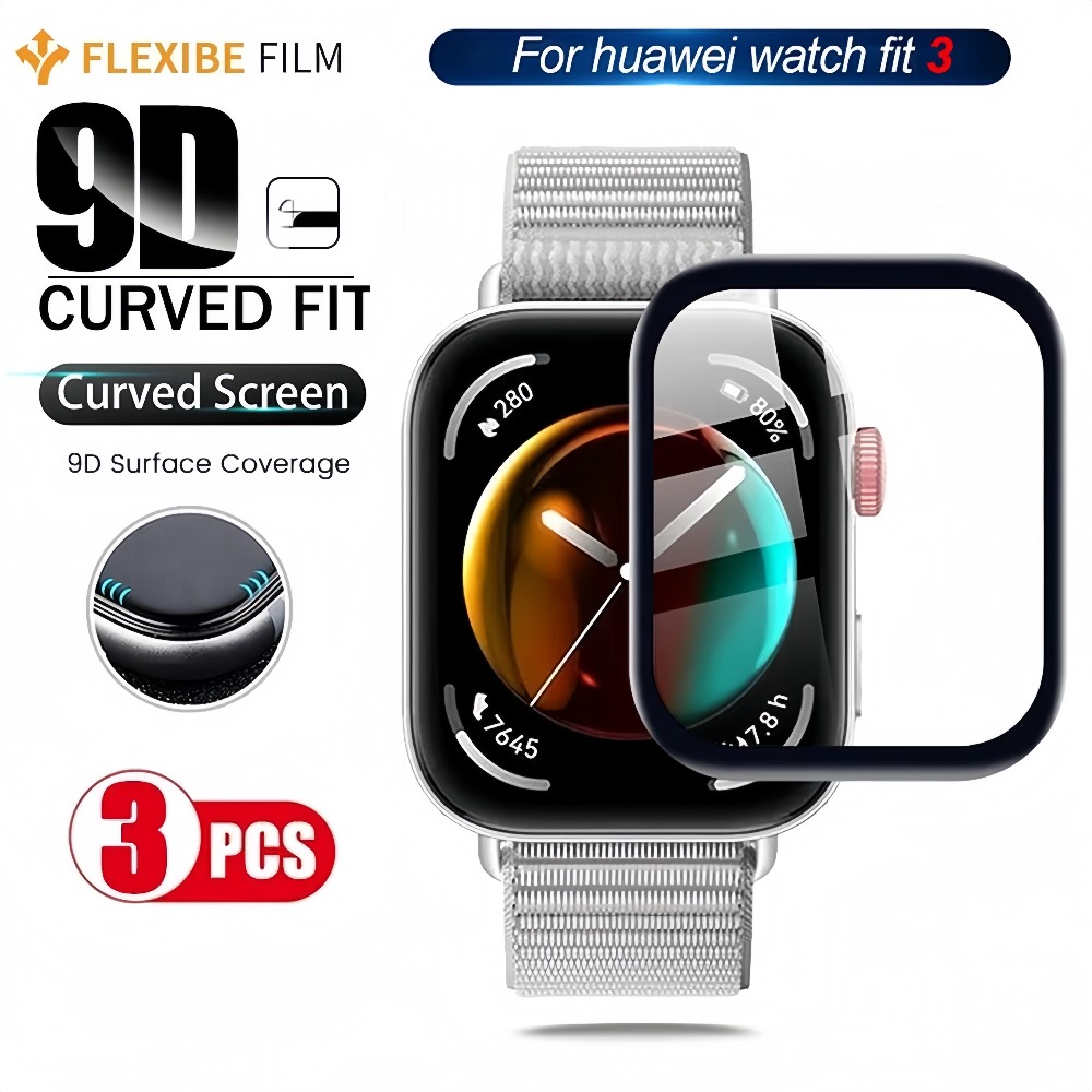 1-5pcs Full Curved Screen Protective Film For Watch FIT 3 Accessories 9D Screen Protector For Watch FIT 3 No Glass