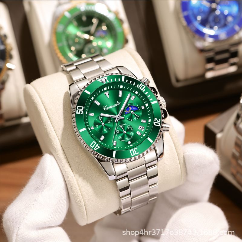 Watch True Three Eyes Men's Green Water Ghost Series Night Glow Waterproof Watch Sports Vip Watch Men Luxury Watches Quartz