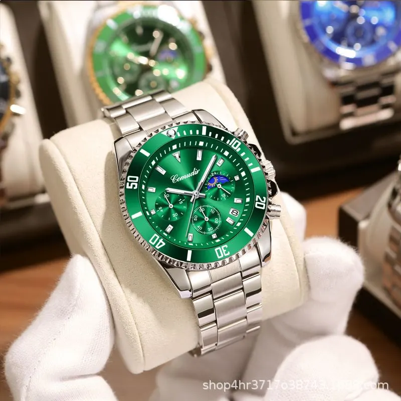 Watch True Three Eyes Men's Green Water Ghost Series Night Glow Waterproof Watch Sports Vip Watch Men Luxury Watches Quartz