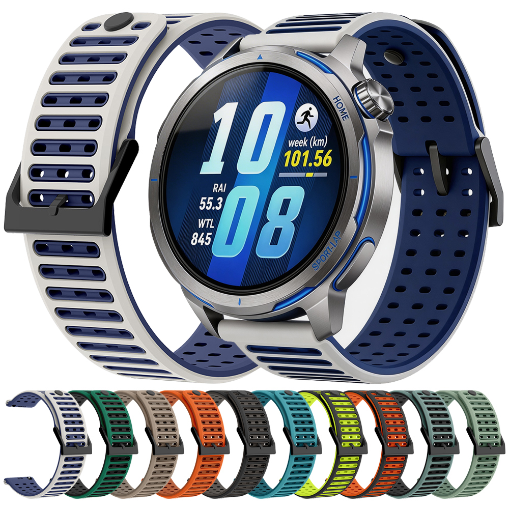 22mm Sports Replacement Wrist Strap For WATCH GT Runner 2 / GT6 5 4 46mm Dual Color Breathable Soft Silicone Band