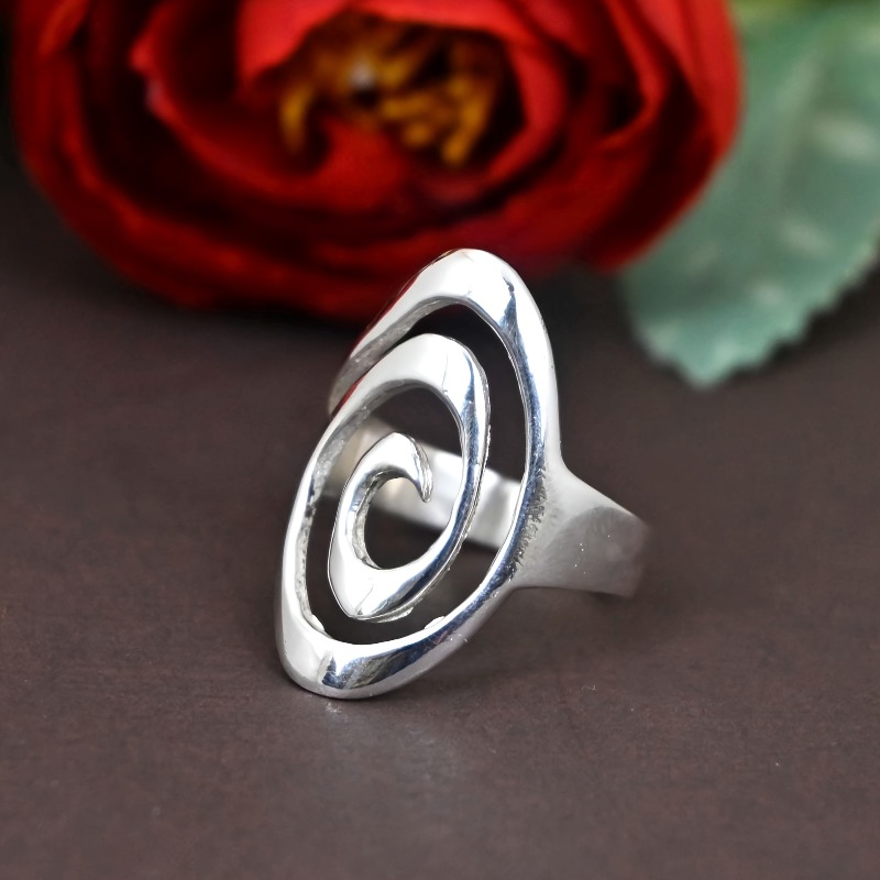 Fashion Metal Spiral Conch Silver Rings for Women Casting Fashion Charm Finger Jewelry Hand Accessories