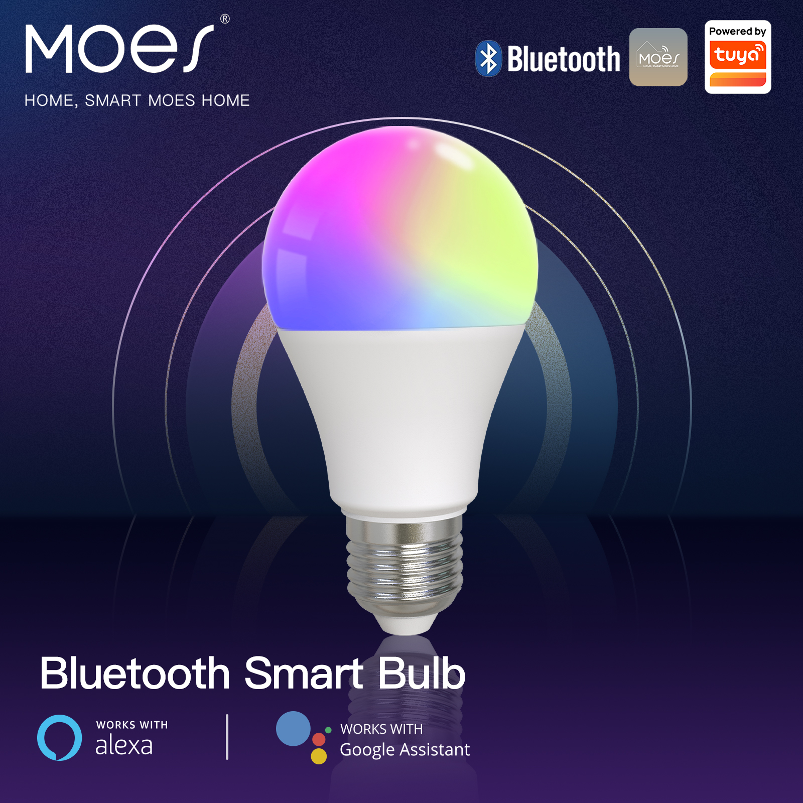 MOES Bluetooth Smart LED Bulb 9W E27 Dimmable Color Adjustable Voice Control Compatible with Alexa Tuya Smart APP
