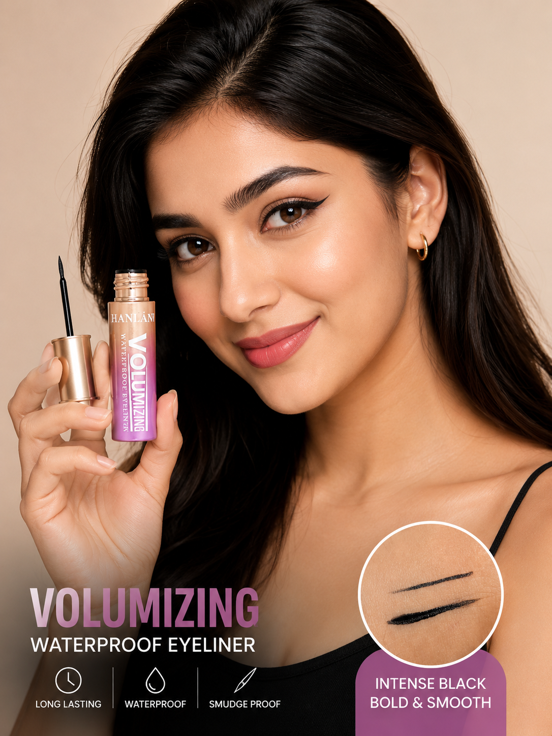 ABZ Waterproof Thin Liquid Eyeliner | 24HR Smudge Proof, Ultra Black, Long Lasting Precision Tip