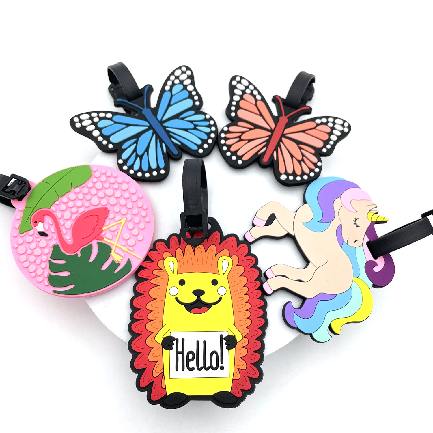1PC PVC Soft Luggage Tags Cartoon Unicorn Card Sets Silicone Boarding Passes Luggage Tags Hanging Tags Consignment Tags