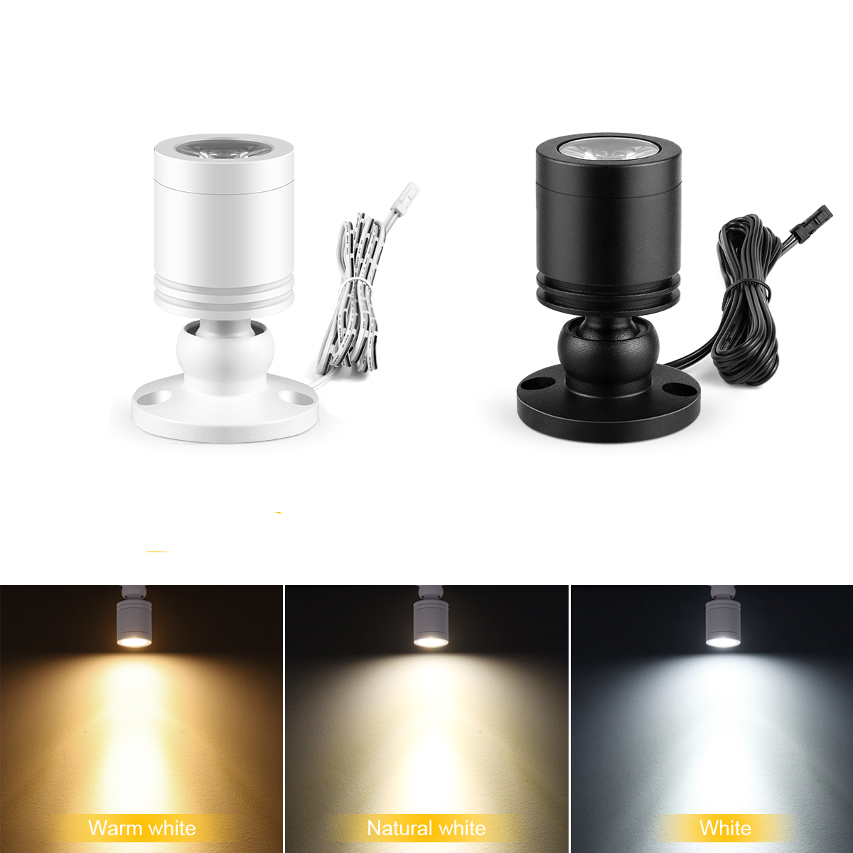 DC 12V DuPont Interface Mini LED Spotlight White/Black Shell Spot Light White/Warm White/Natural White Lighting