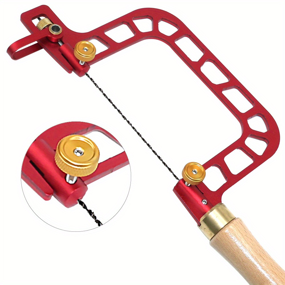Coping Saw Aluminum Alloy Frame Fret Saw with Diamond Wire Jigsaws for Jade Stone Ceramic Glass Wood Metal Accurate Cutting