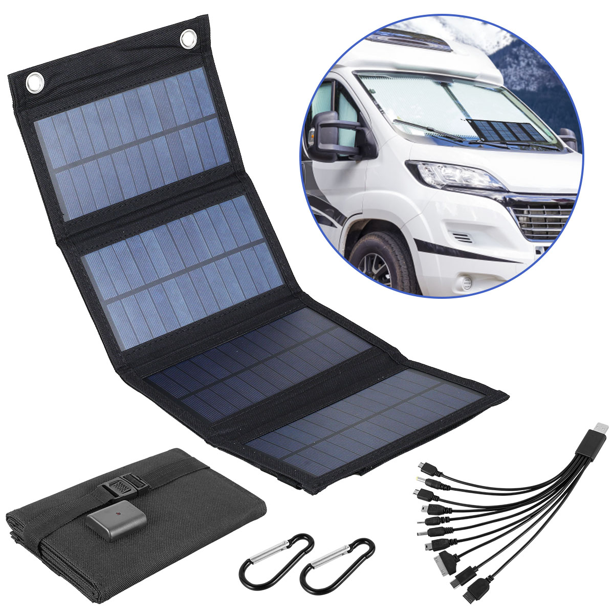 USB Foldable Portable 20W Solar Panel Mobile Phone Charger Power Supply 5V Outdoor Waterproof Camping and Hiking