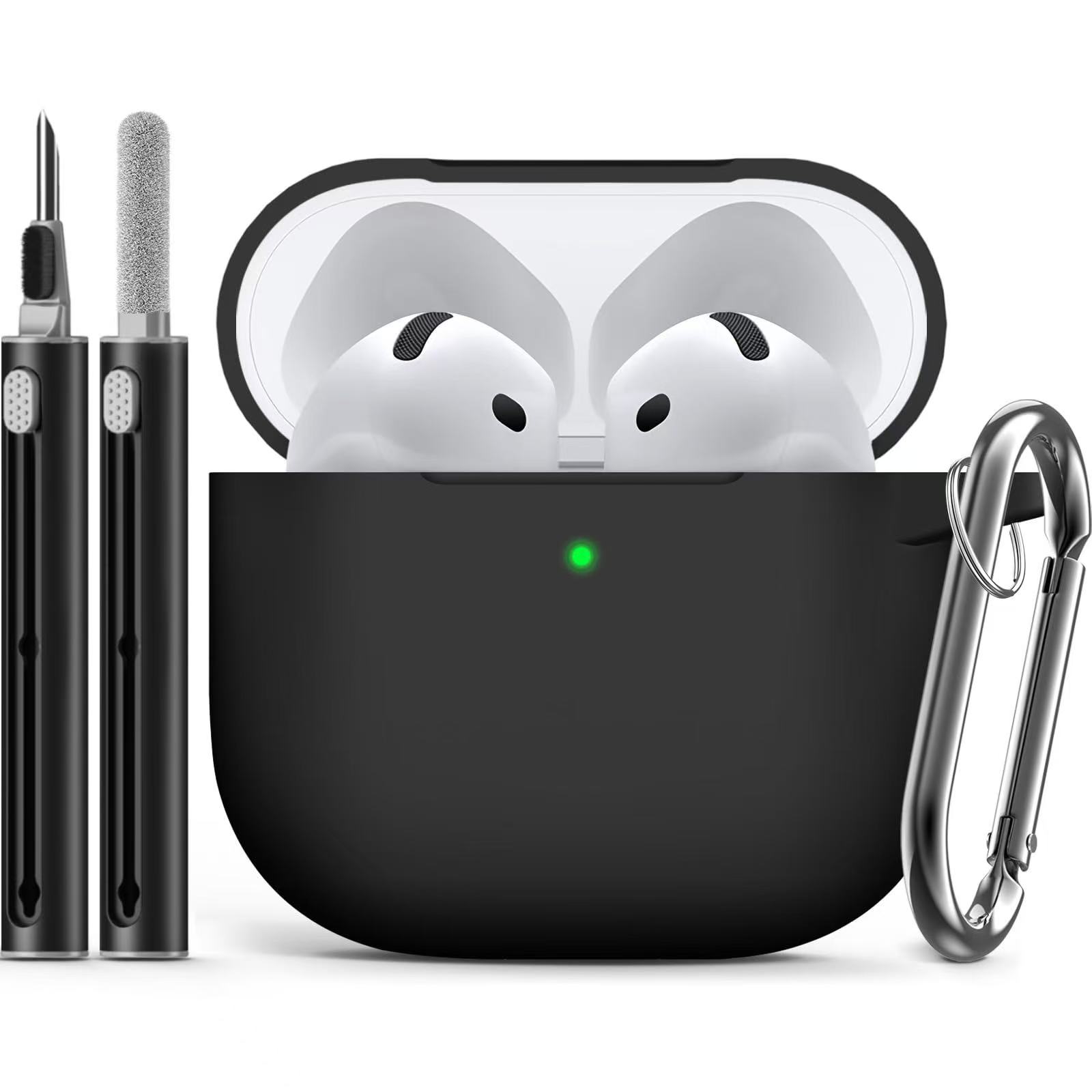 AirPods 4 Case Cover with Cleaner Kit,Soft Silicone Protective Case for AirPods 4 Generation Case for Women Men