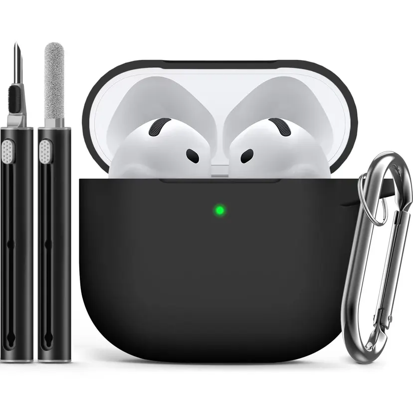 AirPods 4 Case Cover with Cleaner Kit,Soft Silicone Protective Case for AirPods 4 Generation Case for Women Men