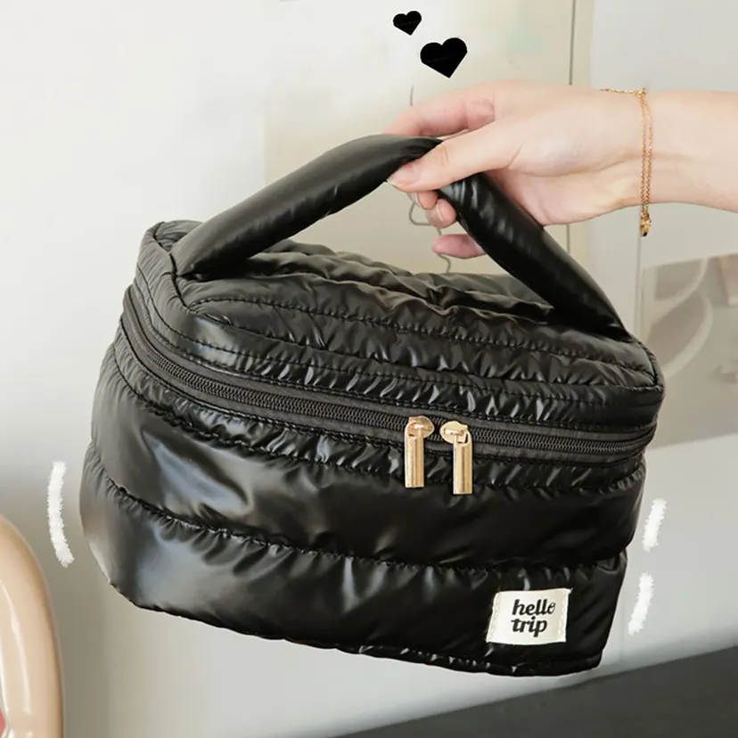 PU Waterproof Travel Makeup Bag Handheld Cosmetic Organizer Bag Premium Portable Large Capacity Washbag