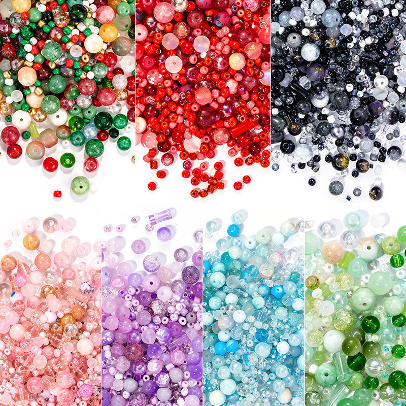 50g Assorted Glass Beads for Jewelry Making DIY Lamp Work Arts and Crafts Decorative Hobby Artistry Colorful Crystal Beads