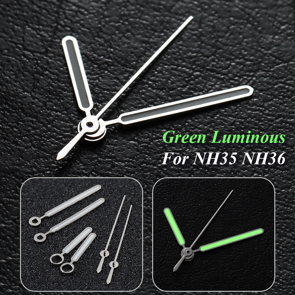 High Quality 13mm C3 Green Luminous Pointer Modified Hand Watch Accessories Fit NH34 NH35 NH36 4R 7S Movement