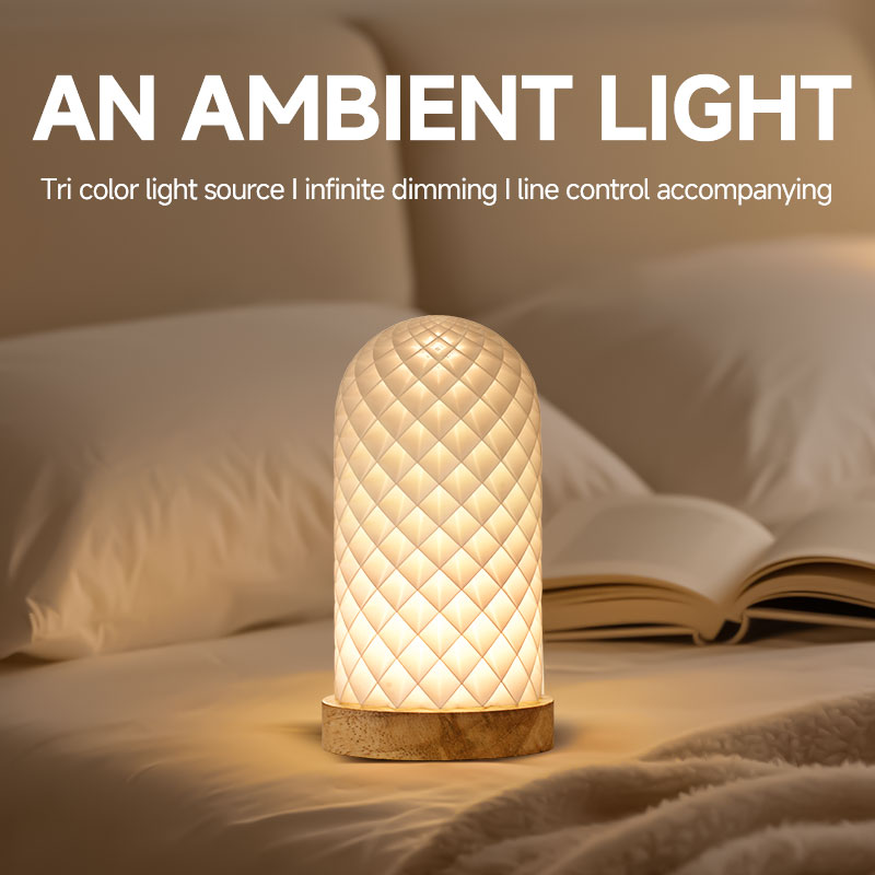1PC art desk lamp, modern geometric design, solid wood base, USB power supply, fashionable home decoration, 3-color adjustable n