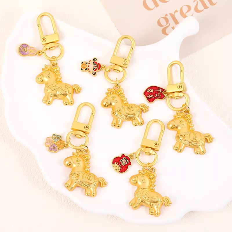 National Style Mobile Phone Pendant New Year's Theme Year of the Horse Key Chain Short Design for Wealth Attraction