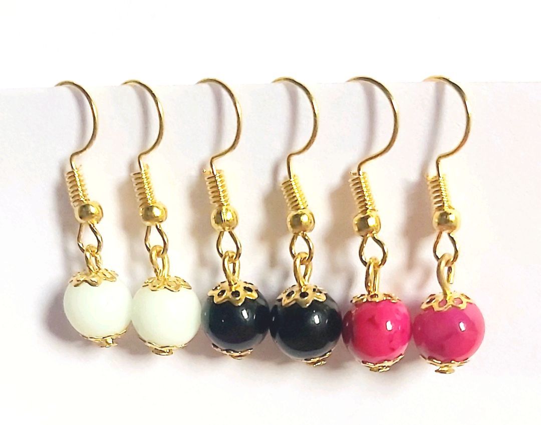 Single Beads Drop Earring For Girls And Women 3pcs set