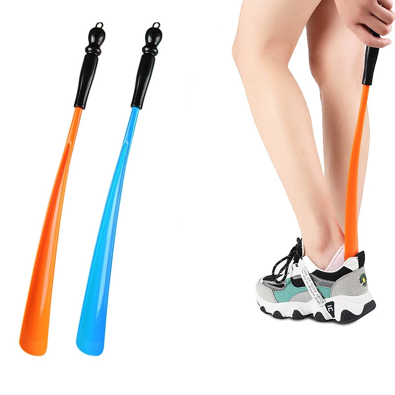 1Pcs NEW Long Handled Shoe Horns 47.5cm Hanging Ring Shoehorn Pregnant Woman Elderly Shoe Spoon Home-use Shoe Spatula