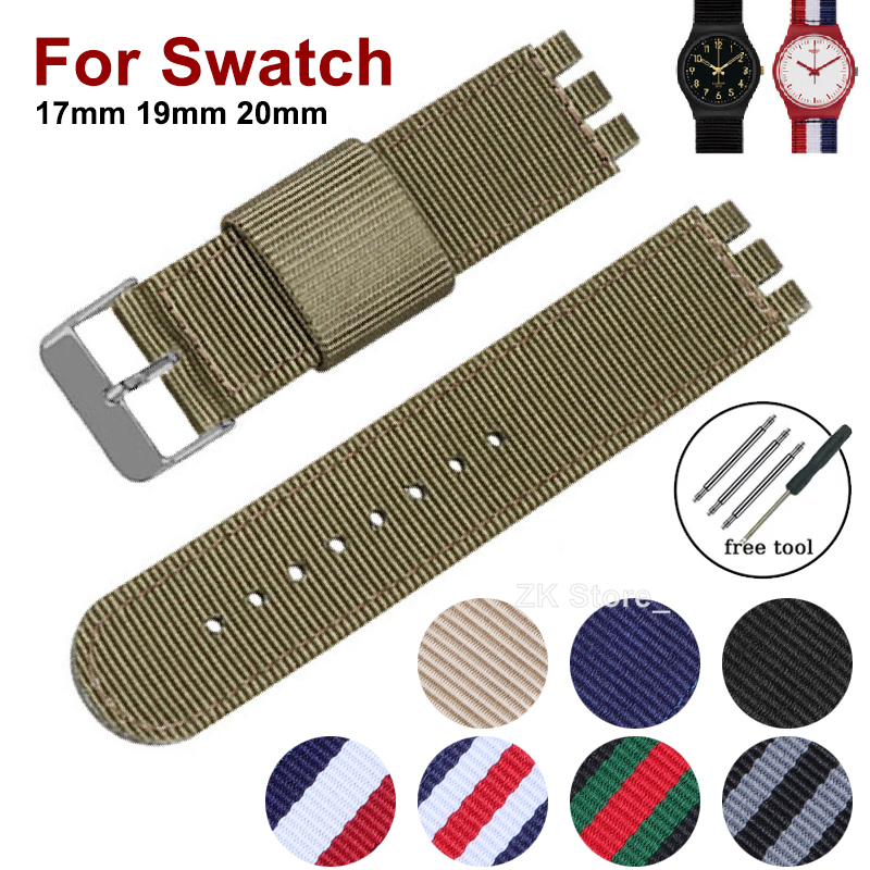 17mm 19mm 20mm Nylon Wristband Strap for Swatch Watchband Woven Canvas Fabric Band Men Sport Quick Release Bracelet