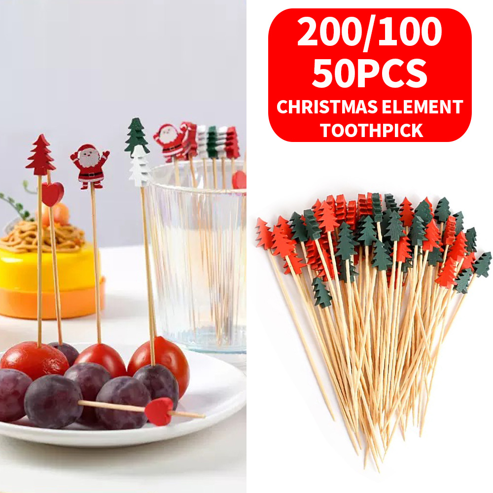 200/100/50 PCS fruit toothpick bamboo stick - disposable fruit fork Dim sum sushi cocktail stick - suitable for , parti