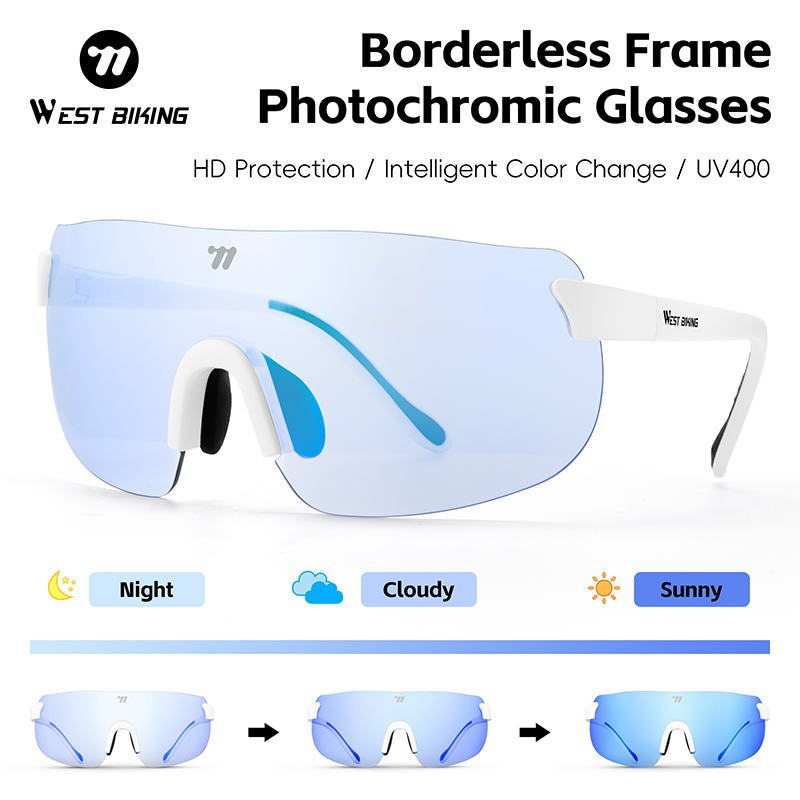 WEST BIKING Photochromic Cycling Glasses TR90 Bicycle Sunglasses Outdoor Sports Bike Glasses MTB Road Cycling Eyewear Goggles