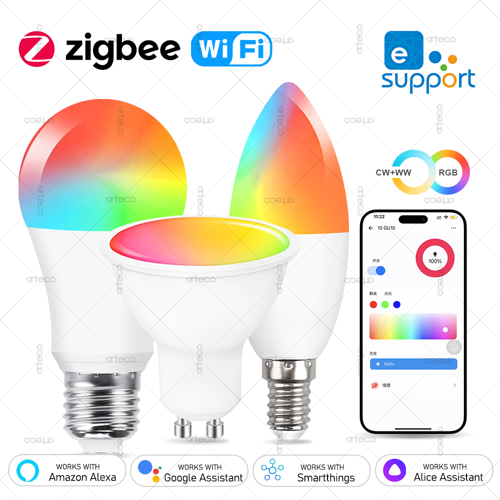 Ewelink GU10 Zigbee LED Bulbs Wifi Smart LED Lamp RGB CW WW LED Light Bulb Works With Alexa Yandex Smartthings