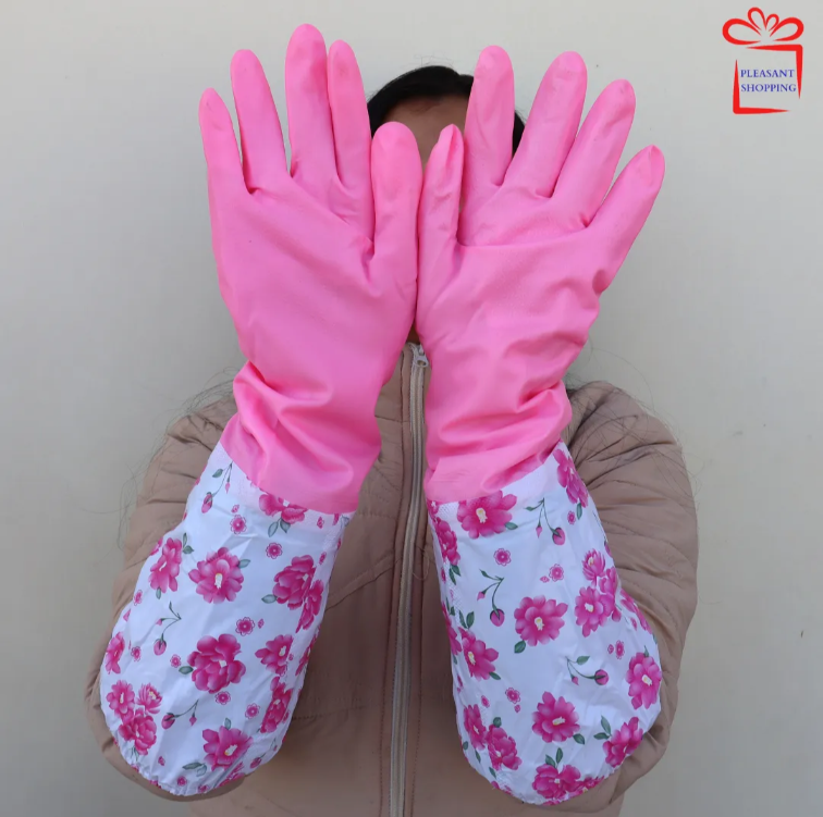 Pack of 1 Pair Heavy-Duty Reusable Rubber Gloves with Warm Lining-Long Elbow, Waterproof, Non-Slip, Multipurpose Cleaning Gloves, Heat & Cold Resistant Dishwashing & Cleaning Gloves Durable Rubber |