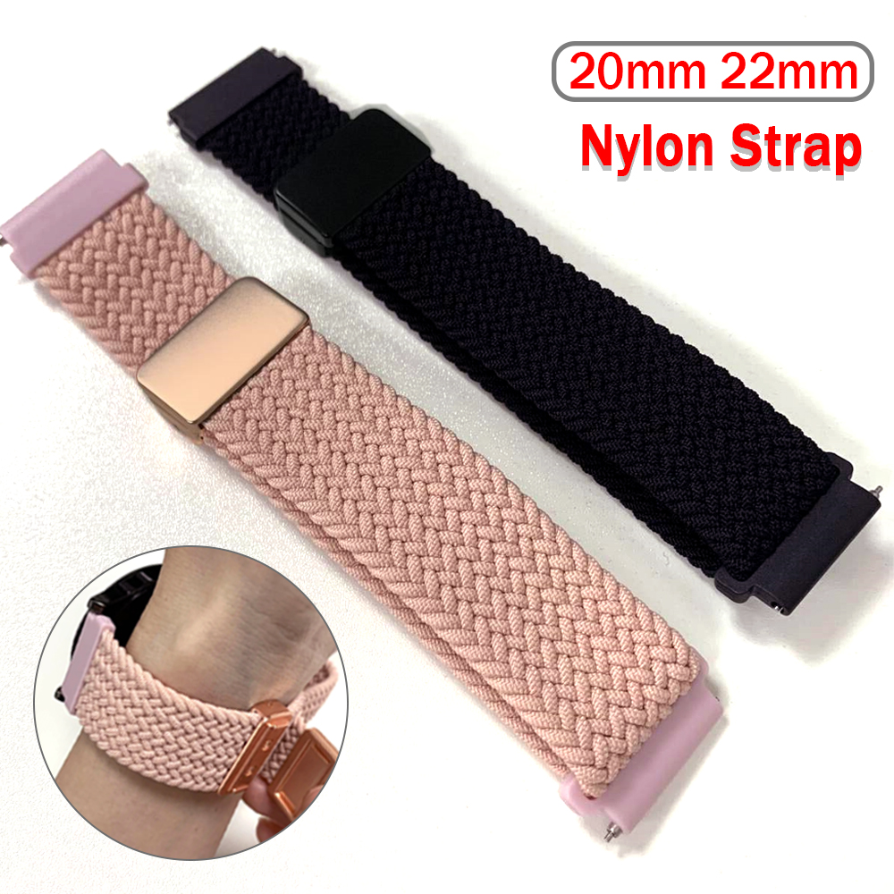 20mm 22mm Nylon Braided Strap For Garmin Forerunner 265 165 255 570 Elastic Watchband Active 6 Venu sq 2 3 4 D2 Air X15 Bracelet