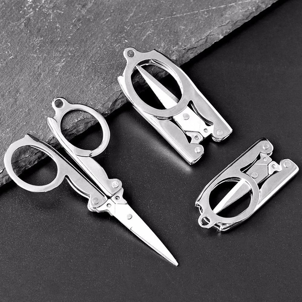 Folding Scissors, 1Pcs Stainless Steel Small Scissors Pocket Portable Foldable Travel Scissors Tiny Mini Craft Cutter