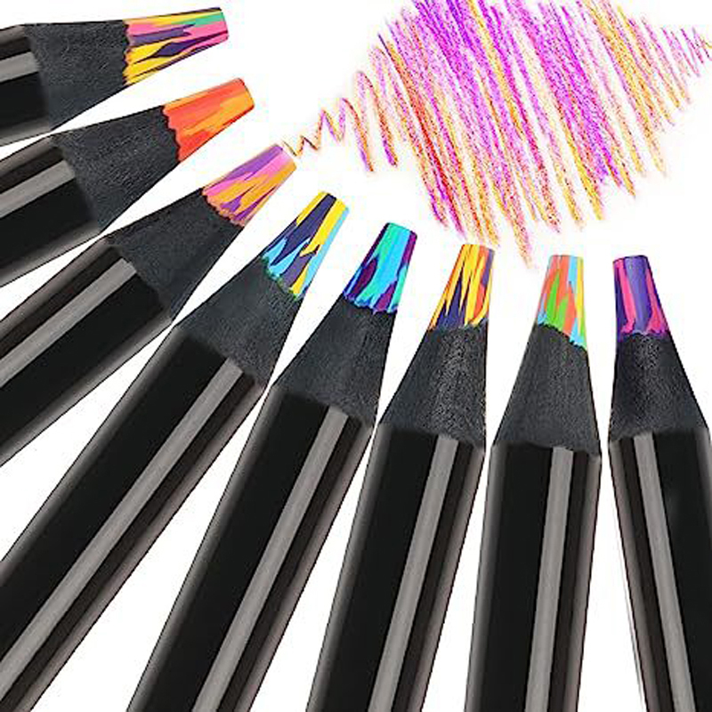 10pcs Color Creative Rainbow Core Pencil Black Wood Color Painting Graffiti Tools Student Stationery School Office Supplies