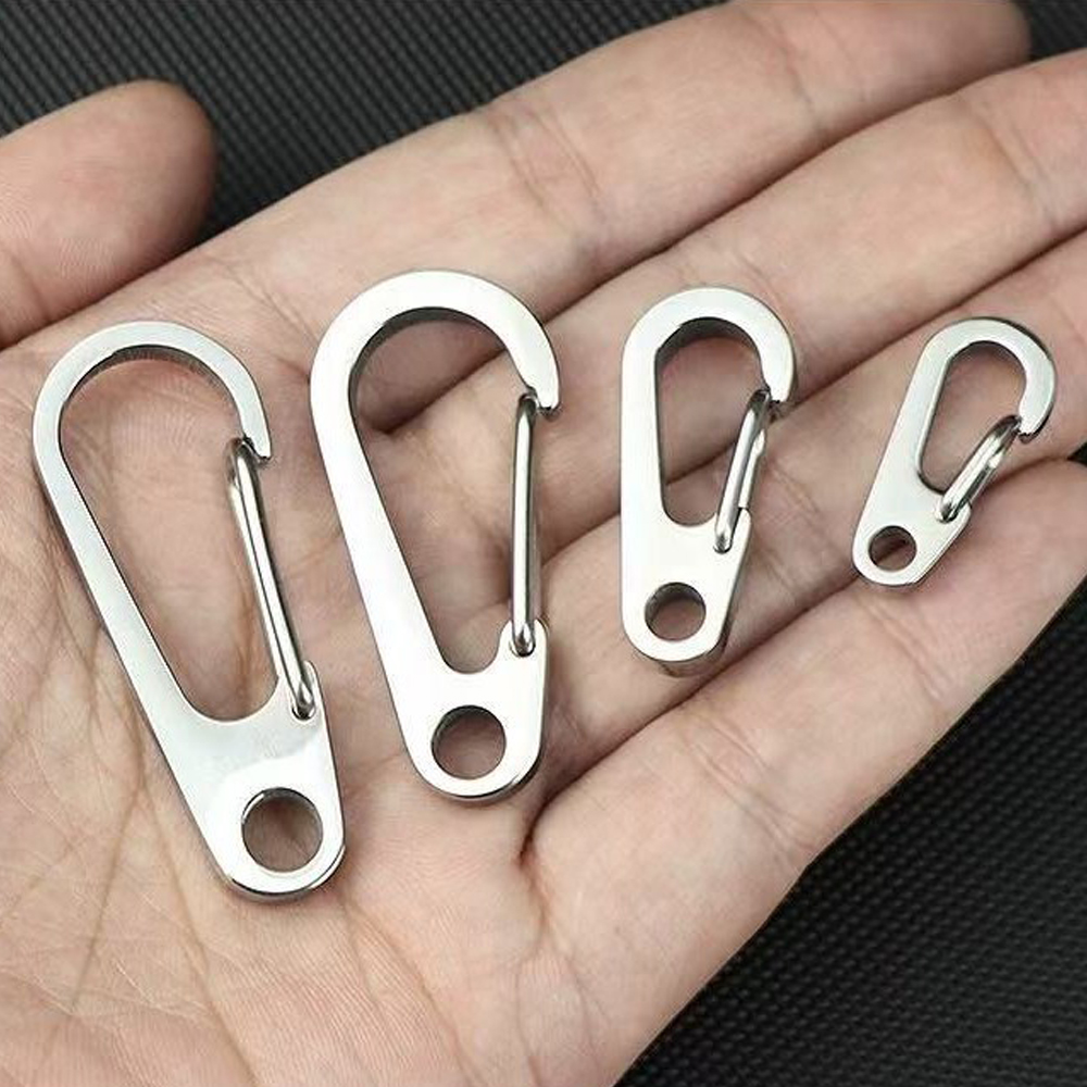 2pcs Stainless Steel Small Mini Carabiner Clip Spring Snap Hook Keychains for DIY Key Rings Camping Backpack Jewelry Accessory